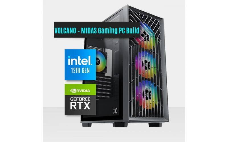 VOLCANO – MIDAS Gaming PC Build || Intel Core I7-12700KF 12-Core – GIGABYTE AORUS GeForce RTX™ 3070 Ti MASTER 8GFANTECH LC240 POLAR RGB LIQUID COOLINGGIGABYTE Z690M DS3H DDR4 MotherboardKINGSTON FURY RGB 32GB 3200MHz DDR4 RAMSEASONIC FOCUS GX-750 750W 80+
